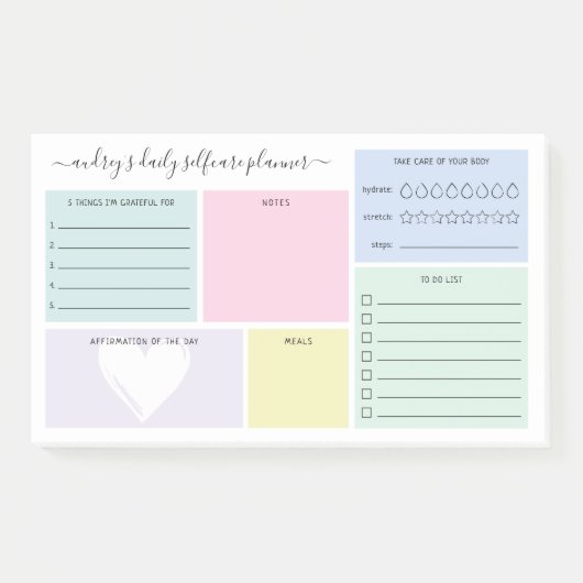 Pastel Daily Selfcare Planner Post-it Klebezettel (Vorderseite)