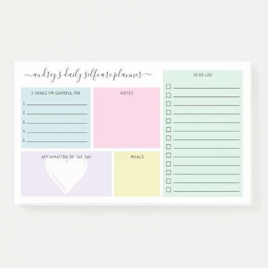 Pastel Daily Selfcare Planner Postit Notes Post-it Klebezettel (Vorderseite)