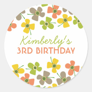 Pastel Daisies Pop Chic Girl Geburtstagsparty Gefa Runder Aufkleber