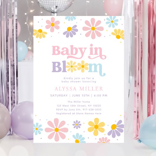 Pastel Daisy Baby in Bloom Baby Shower Einladung