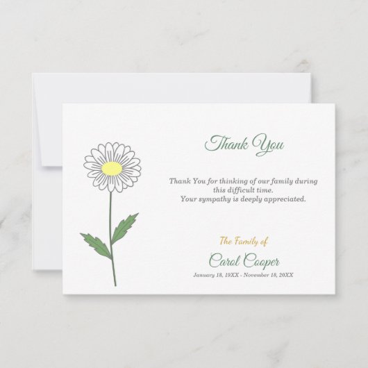 Pastel Daisy Beerdigung Dankeschön Karte (Vorderseite)