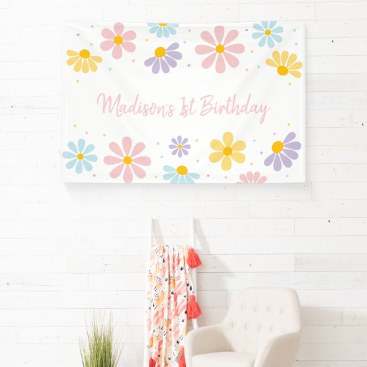 Pastel Daisy Blume Geburtstag Banner (InSitu)