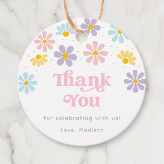 Pastel Daisy Blume Geburtstag Geschenkanhänger (Vorderseite)