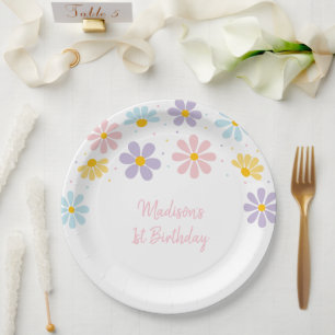 Pastel Daisy Blume Geburtstag Pappteller