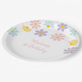 Pastel Daisy Blume Geburtstag Pappteller (Schrägansicht)