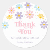 Pastel Daisy Blume Geburtstag Runder Aufkleber (Vorderseite)