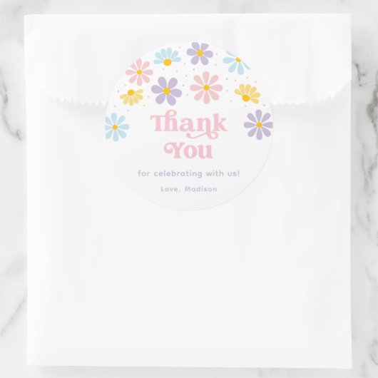 Pastel Daisy Blume Geburtstag Runder Aufkleber (Tasche)