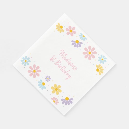 Pastel Daisy Blume Geburtstag Serviette (Ecke)