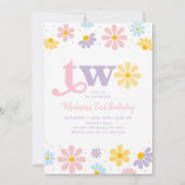 Pastel Daisy Boho Zweiten Geburtstag Einladung (Vorderseite)