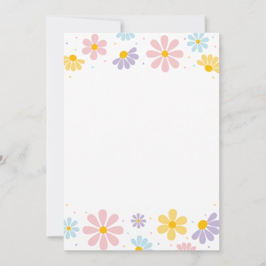 Pastel Daisy Boho Zweiten Geburtstag Einladung (Rückseite)