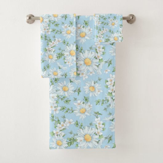 Pastel Daisy Flower Garden Muster Badhandtuch Set (Insitu)