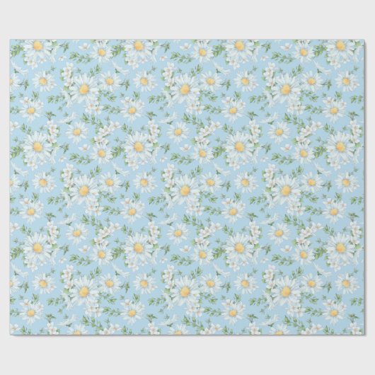 Pastel Daisy Flower Garden Muster Geschenkpapier (Flach)