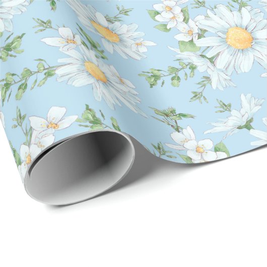 Pastel Daisy Flower Garden Muster Geschenkpapier (Rolleneckpunkt)