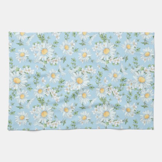 Pastel Daisy Flower Garden Muster Geschirrtuch (Horizontal)