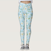 Pastel Daisy Flower Garden Muster Leggings (Vorderseite)