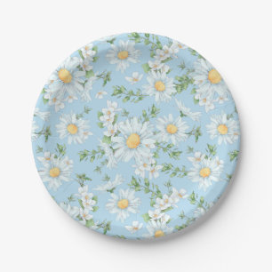 Pastel Daisy Flower Garden Muster Pappteller