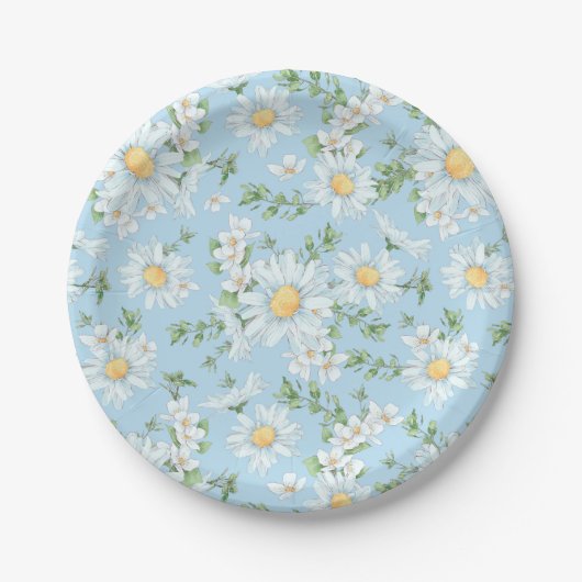 Pastel Daisy Flower Garden Muster Pappteller (Vorderseite)