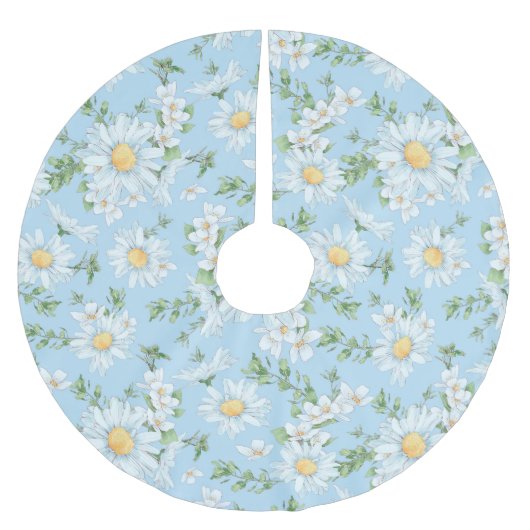 Pastel Daisy Flower Garden Muster Polyester Weihnachtsbaumdecke (Vorderseite)