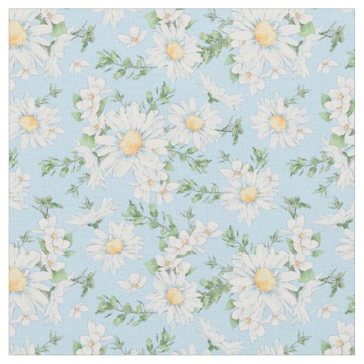 Pastel Daisy Flower Garden Muster Stoff (Nahaufnahme)