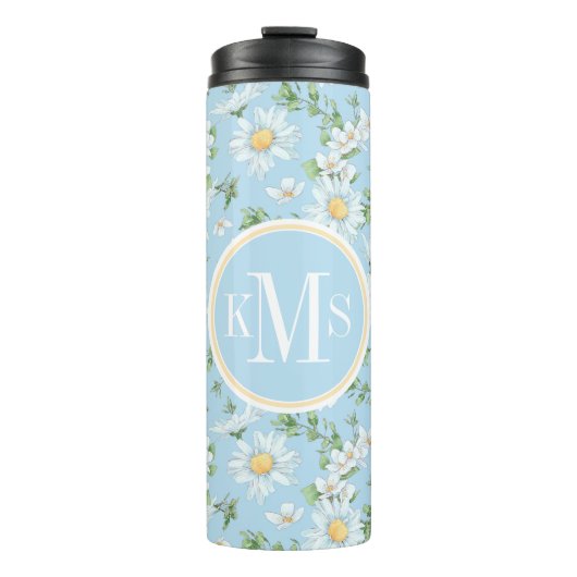 Pastel Daisy Flower Garden Muster Thermosbecher (Vorderseite)