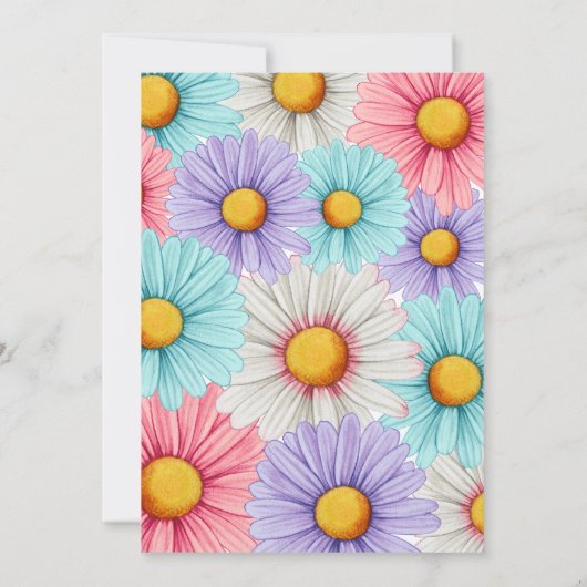 Pastel Daisy Girl Einladung (Rückseite)