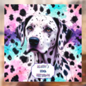 Pastel Dalmatian Dog Birthday Party Fensteraufkleber (Blatt 2)
