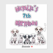 Pastel Dalmatian Dogs Birthday Party Aufkleber (Blatt)