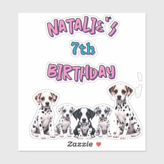 Pastel Dalmatian Dogs Birthday Party Aufkleber (Blatt)