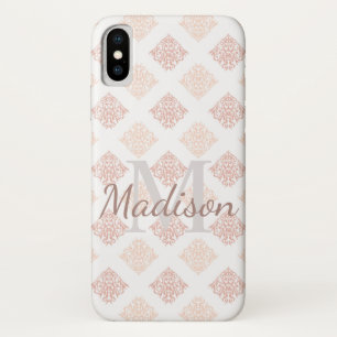 Pastel Damask Blush Pink Niedlicher Anfangsname Case-Mate iPhone Hülle