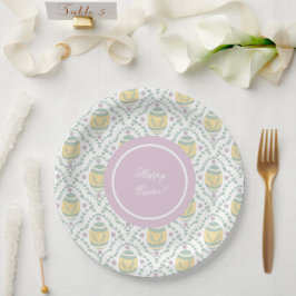 Pastel Damask Ostereier Muster Pappteller
