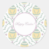 Pastel Damask Ostereier Muster Runder Aufkleber (Vorderseite)