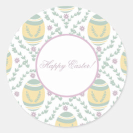 Pastel Damask Ostereier Muster Runder Aufkleber