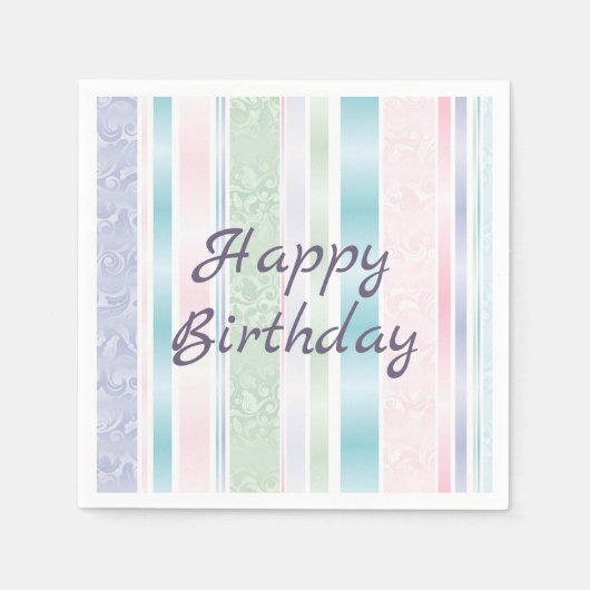 Pastel Damask zum Geburtstag Serviette (Vorderseite)
