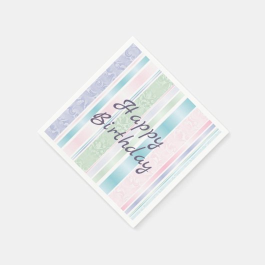 Pastel Damask zum Geburtstag Serviette (Ecke)