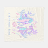 Pastel Dancing Dinosaurier Lila Blue Personalisier Fleecedecke (Vorderseite (Horizontal))