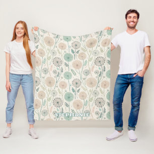 Pastel Dandelion Dreams - Whimsical Floral (2) Fleecedecke
