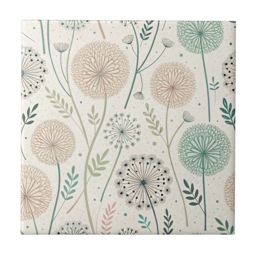 Pastel Dandelion Dreams - Whimsical Floral (2) Fliese (Vorderseite)