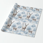 Pastel Deer Watercolor Sage Green Winter Geschenkpapier (Ungerollt)