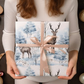 Pastel Deer Watercolor Sage Green Winter Geschenkpapier Set