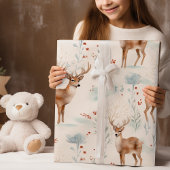 Pastel Deer Watercolor Winter Weihnachten Geschenkpapier Set