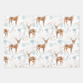 Pastel Deer Watercolor Winter Weihnachten Geschenkpapier Set (Vorderseite)