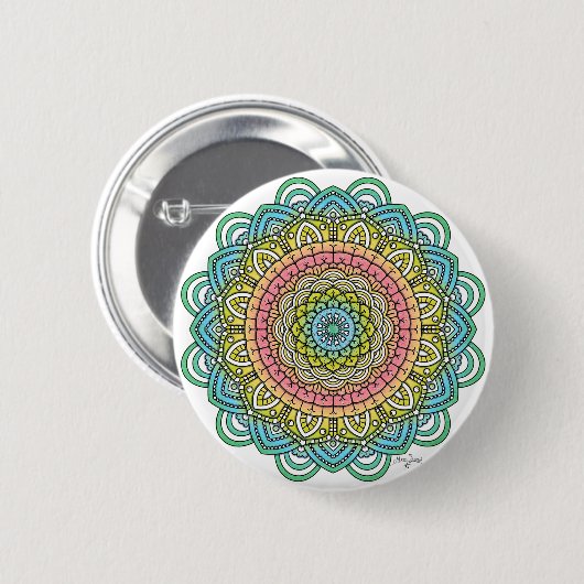 Pastel Defleur Mandala Button (Vorne & Hinten)