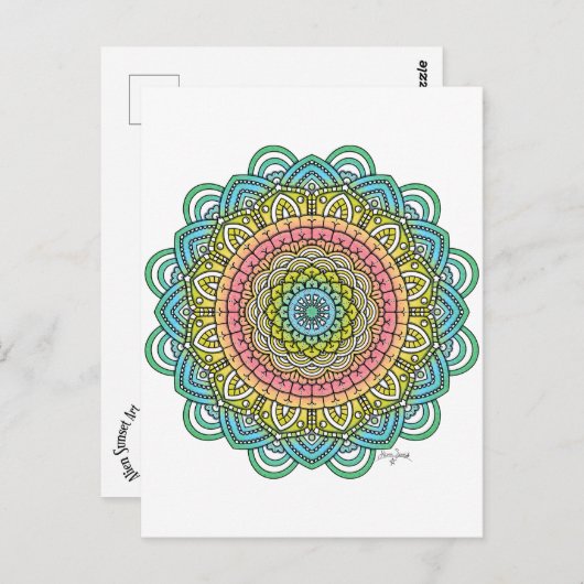 Pastel Defleur Mandala Postkarte (Vorne/Hinten)