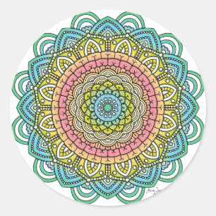 Pastel Defleur Mandala Runder Aufkleber