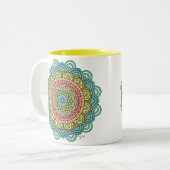 Pastel Defleur Mandala Zweifarbige Tasse (Vorderseite Links)