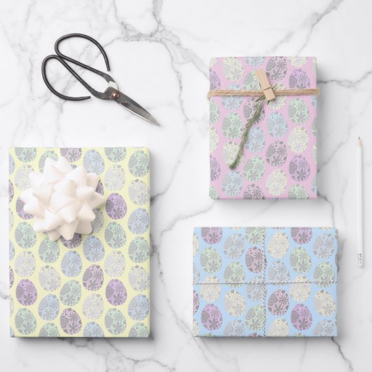 Pastel dekorierte Ostereier Geschenkpapier Set (Vorderseite)