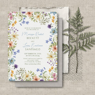 Pastel Delicate Wildblumen Hochzeit Einladung