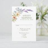 Pastel Delicate Wildblumen Hochzeit RSVP Karte (Stehend Vorderseite)
