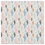 Pastel Desert Saguaro Cactus Pattern for DIY Mask Stoff (Nahaufnahme)