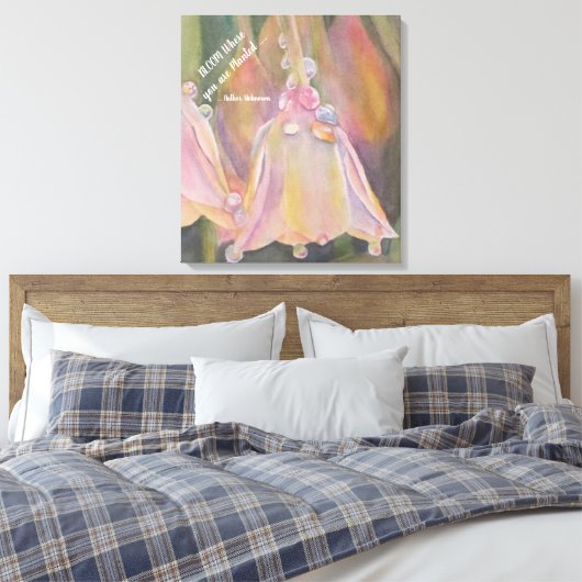 Pastel Dew Dropdown Bell Blume in Wasserfarben Leinwanddruck (Insitu (Schlafzimmer))